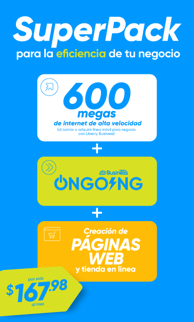 Para que el éxito de tu negocio sea “ongoing”, actualízalo con nuestro nuevo SuperPack. Estarás conectado con 600 megas de internet de alta velocidad.