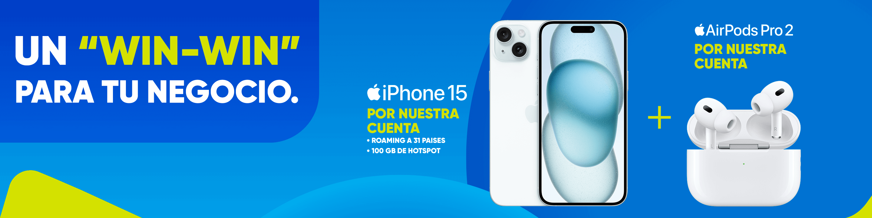 Llevate un iPhone 15 y AirPods Pro 2 por nuestra cuenta al activar el plan Ultimate con roaming en 31 países y 100 GB de hotspot.