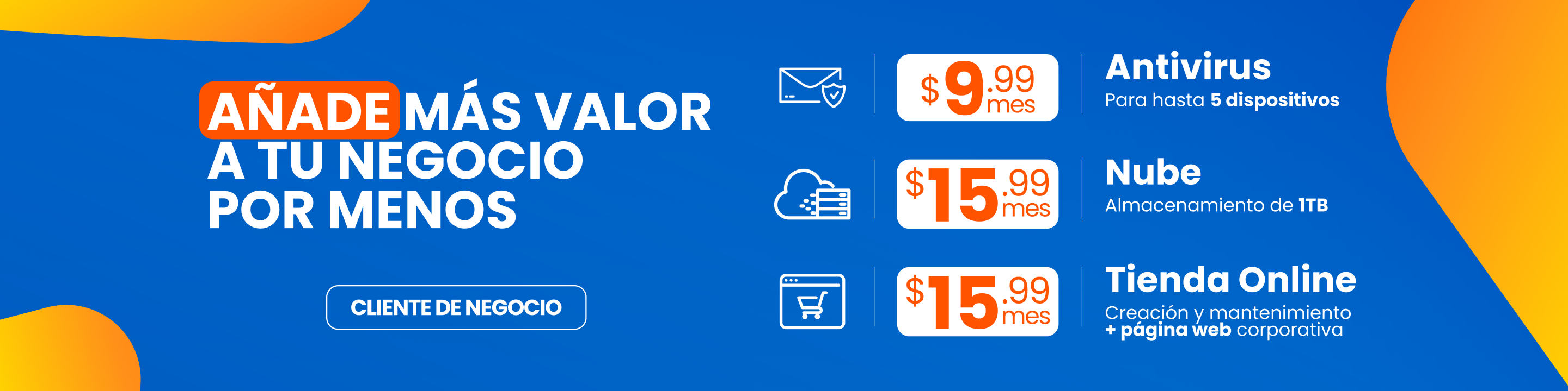 ¡Conoce más de nuestras herramientas para las necesidades de tu negocio! Añade una de estas soluciones a tu servicio fijo de Liberty Business.